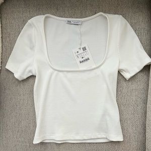 NWT Zara ribbed square neck crop top